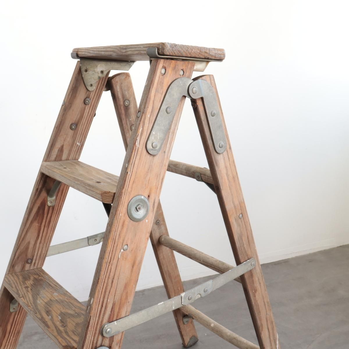 アメリカ ヴィンテージ 脚立 木製ラダー stepladder 店舗什器 アメリカ ヴィンテージ 脚立 木製ラダー stepladder 店舗什器