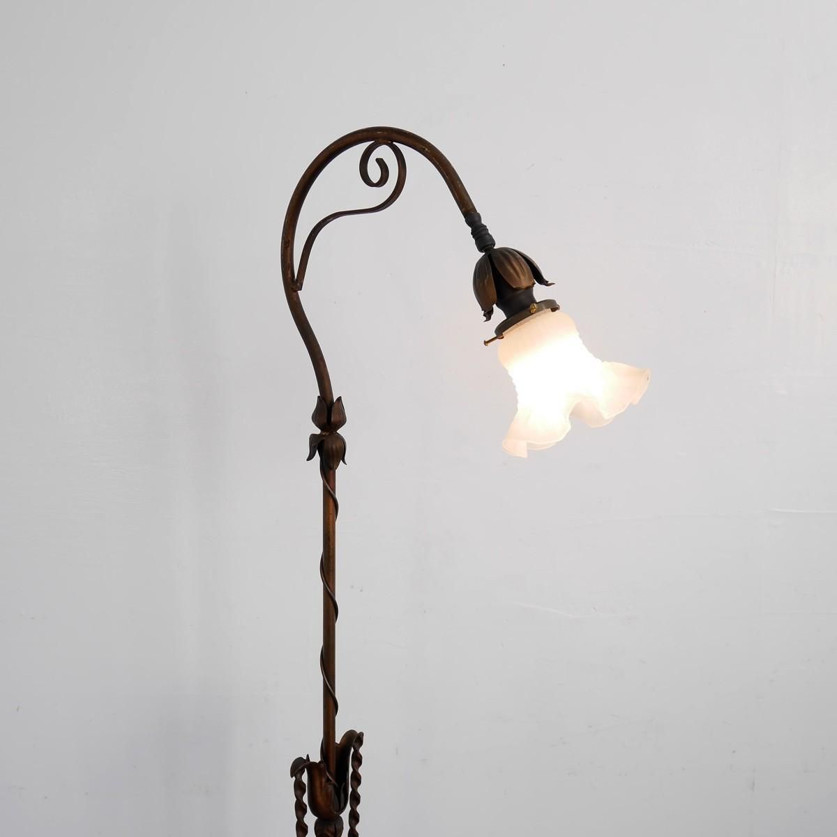 4289 アメリカ 1930s-40s フロアランプ アンティーク照明 ガラス