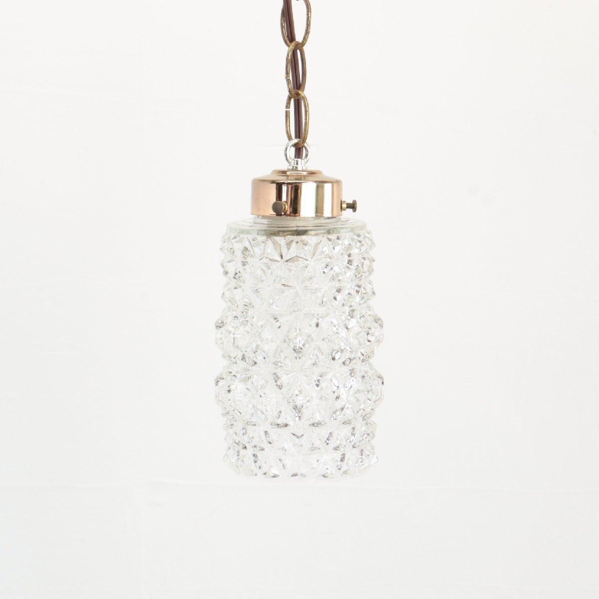 アメリカ クリアガラス ペンダントライト 2個セット