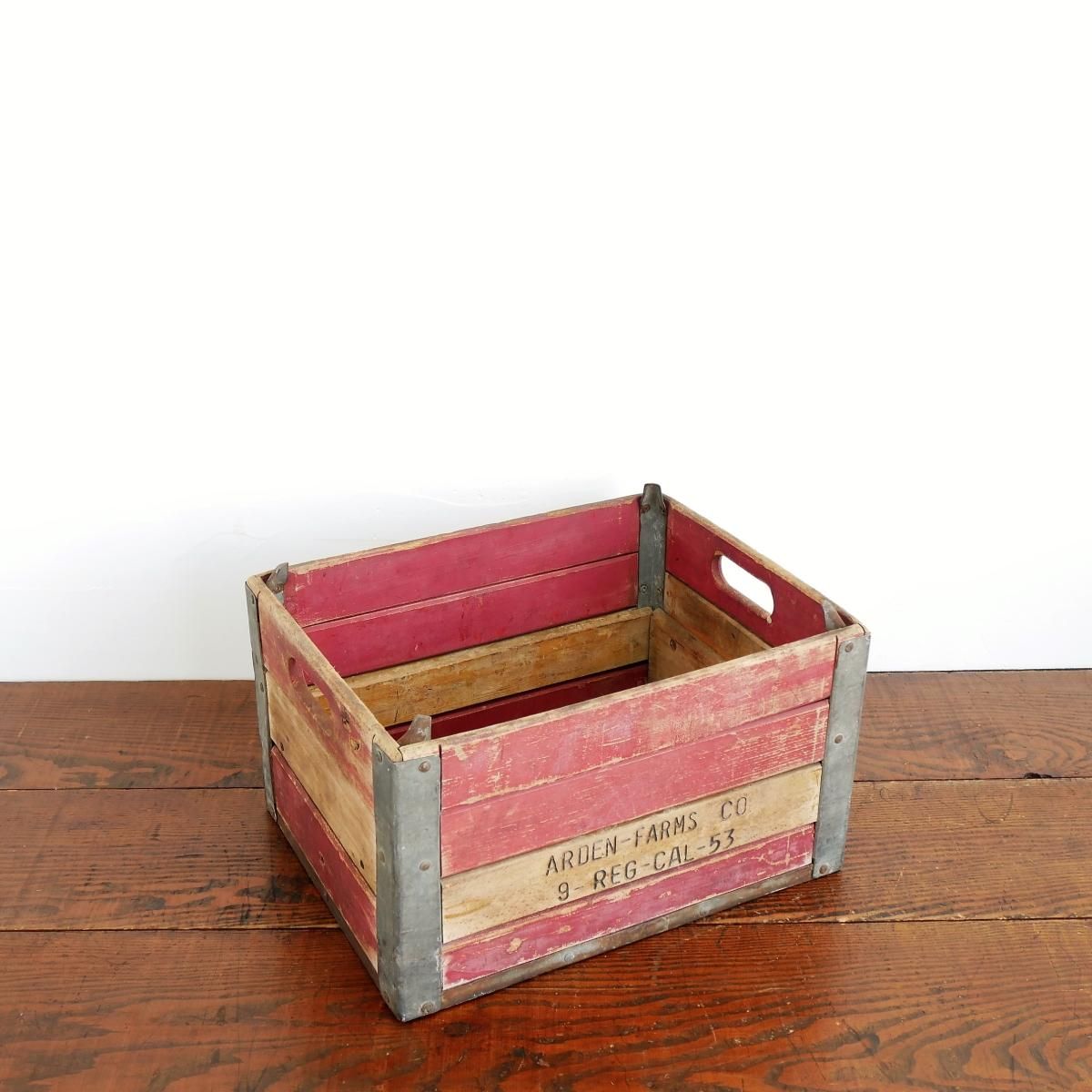 50s ミルククレート メタルボックス 運搬箱 ヴィンテージ アンティーク 50s ヴィンテージ 金属製 ミルククレート ウッドボックス 運搬箱