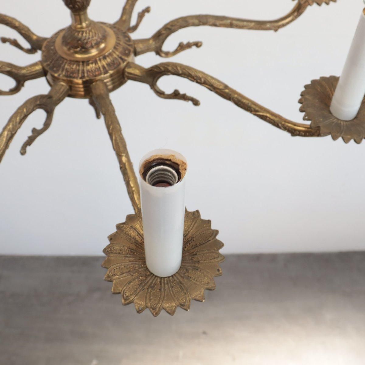 シャンデリア アメリカ アンティーク 8灯 真鍮 キャンドル 照明 吊り