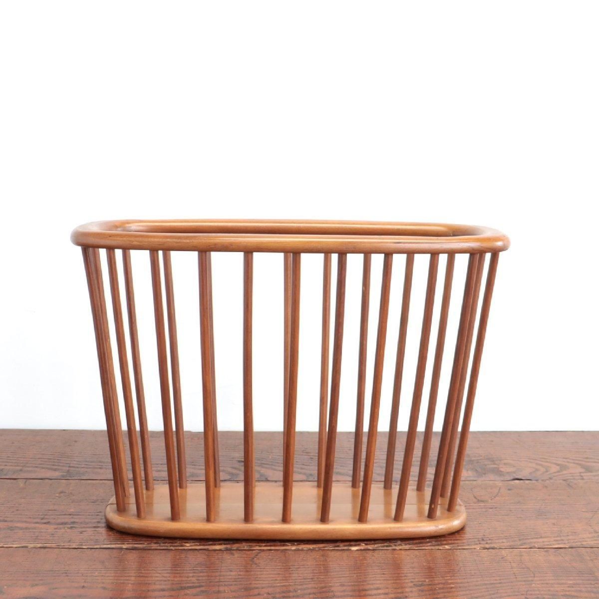 4858 アメリカ ヴィンテージ ミッドセンチュリー マガジンラック 木製