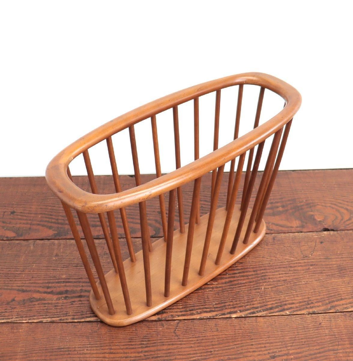 4858 アメリカ ヴィンテージ ミッドセンチュリー マガジンラック 木製