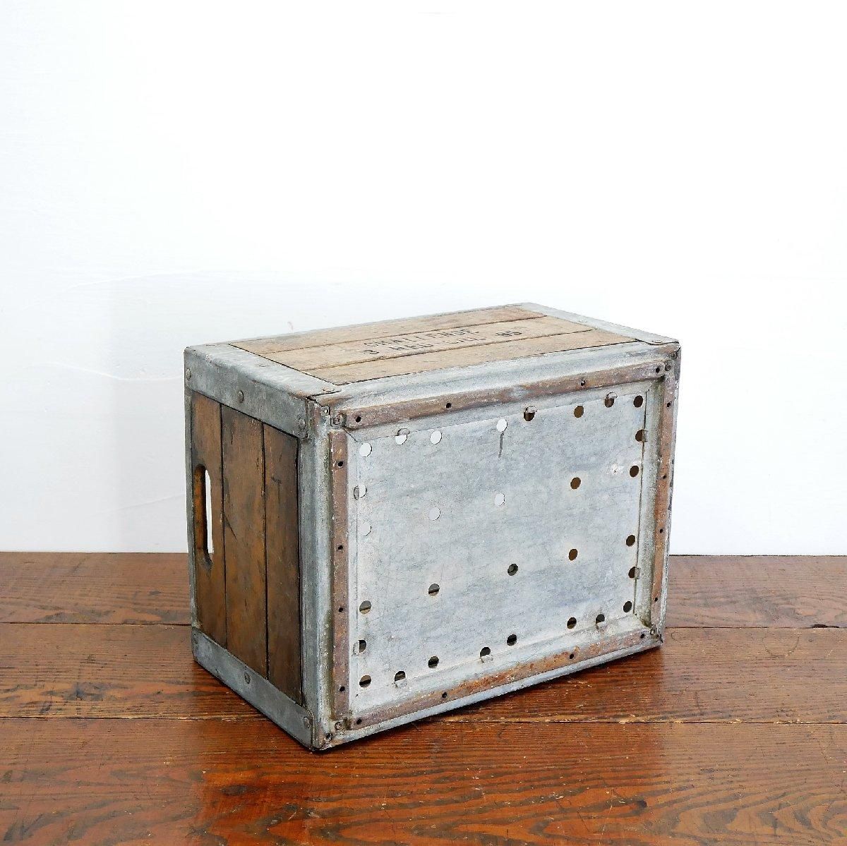 HERB-O ヴィンテージ木箱　什器　看板　インダストリアル ヴィンテージ 木箱 アメリカ ウッドボックス ミルククレート 運搬箱