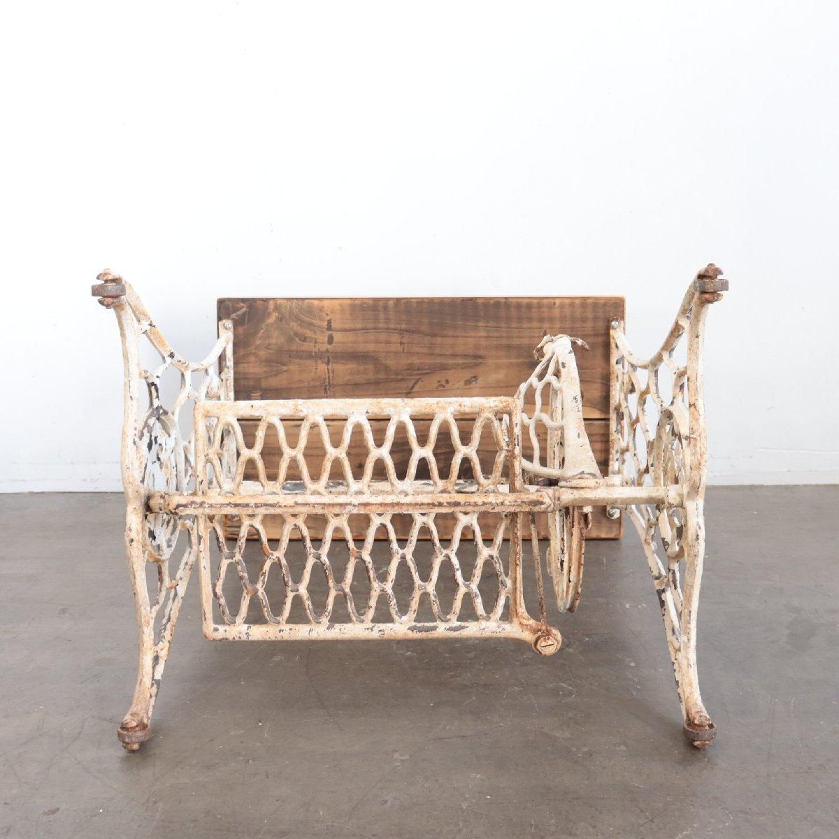 アンティーク ミシンテーブル アメリカ 足踏み 台 鉄脚 ヴィンテージ