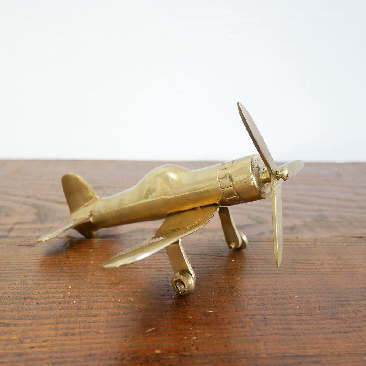 アメリカ ヴィンテージ ミニ エアプレイン 真鍮製 飛行機 置物 ブラス