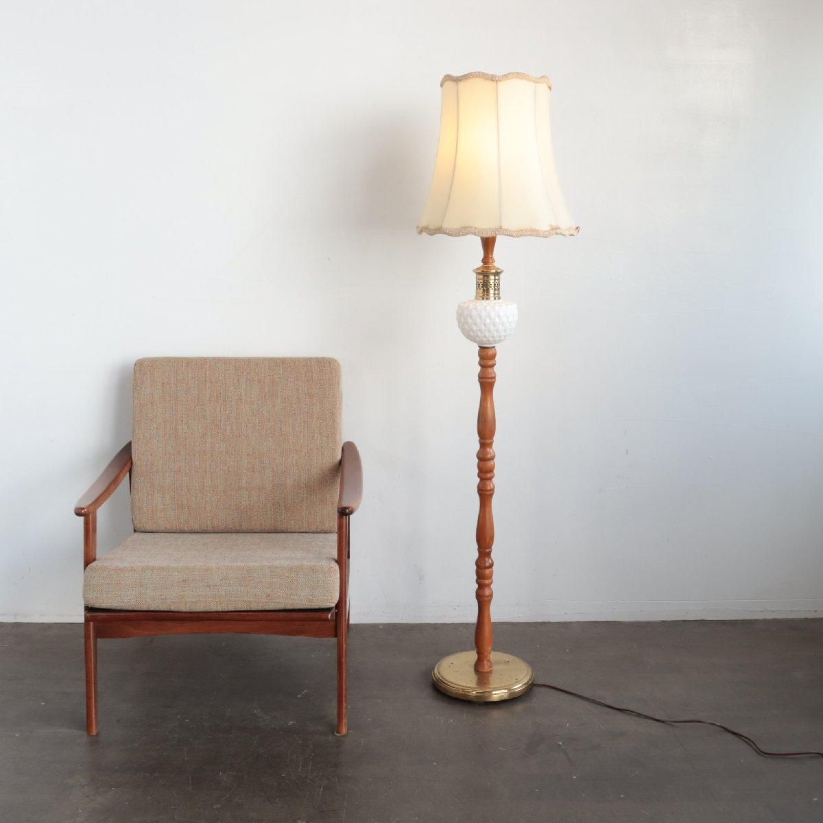 アンティーク ホブネイルミルクガラス シェードフロアーランプ 【公式