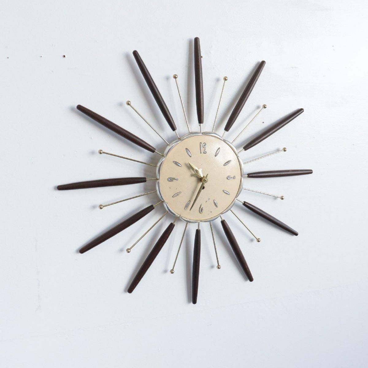 【美品】60's Syroco サンバーストクロックミッドセンチュリー壁掛け時計 1960's SYROCO社製 ビンテージ サンバーストクロック ウォール