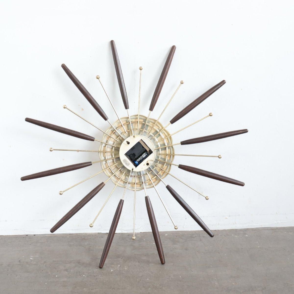 【美品】60's Syroco サンバーストクロックミッドセンチュリー壁掛け時計 1960's SYROCO社製 ビンテージ サンバーストクロック ウォール