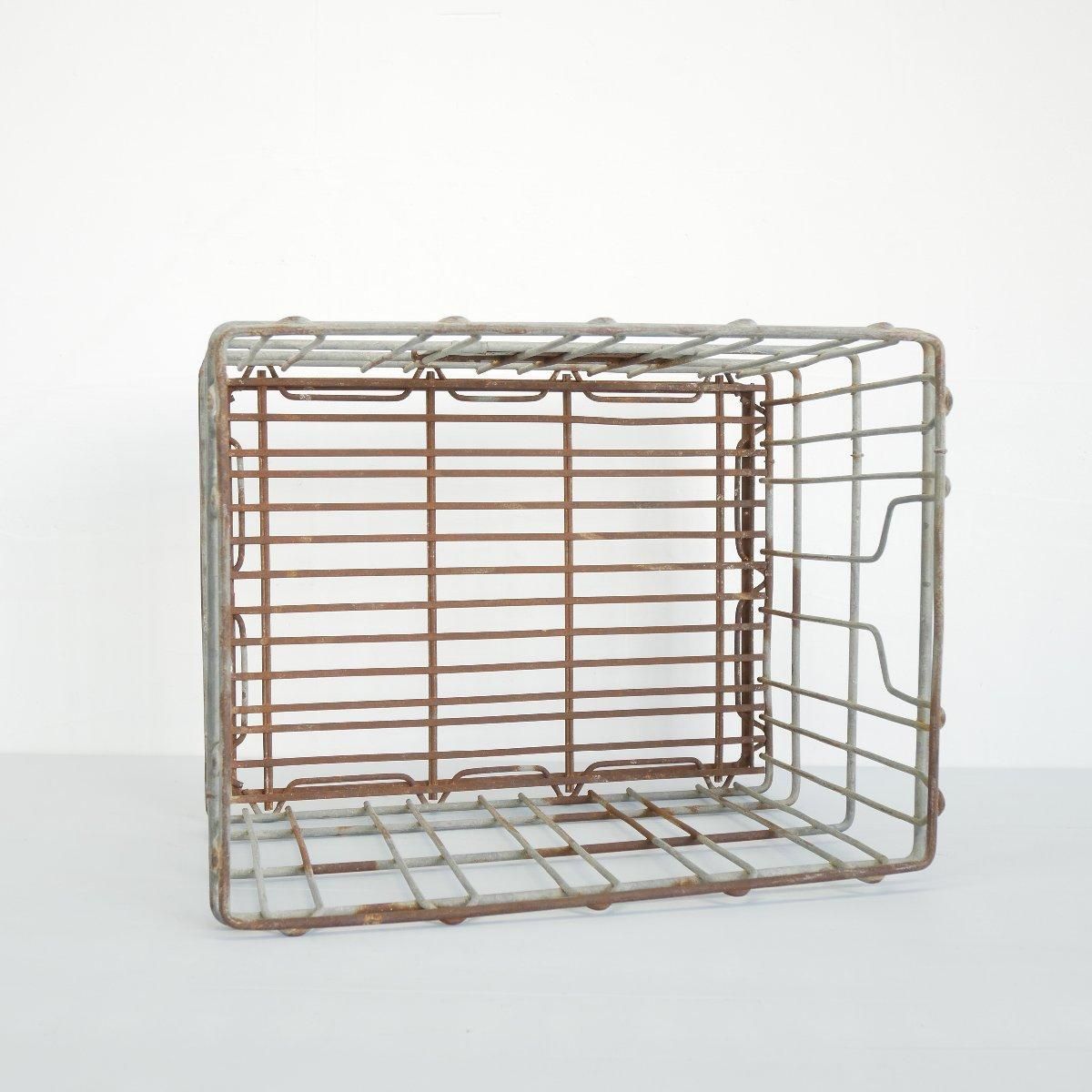 60s ヴィンテージ ワイヤーバスケット アメリカ ミルク運搬 鉄カゴ