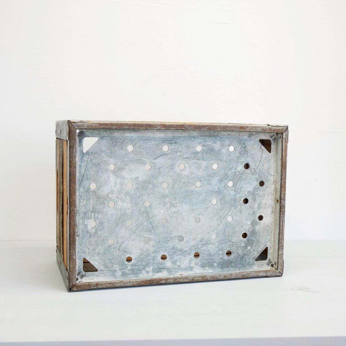 アメリカ 60s ヴィンテージ ミルククレート 木箱 運輸箱 金属底枠