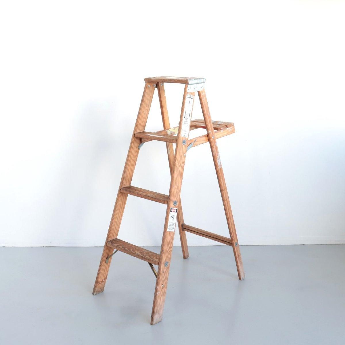 ヴィンテージ木製折りたたみ脚立