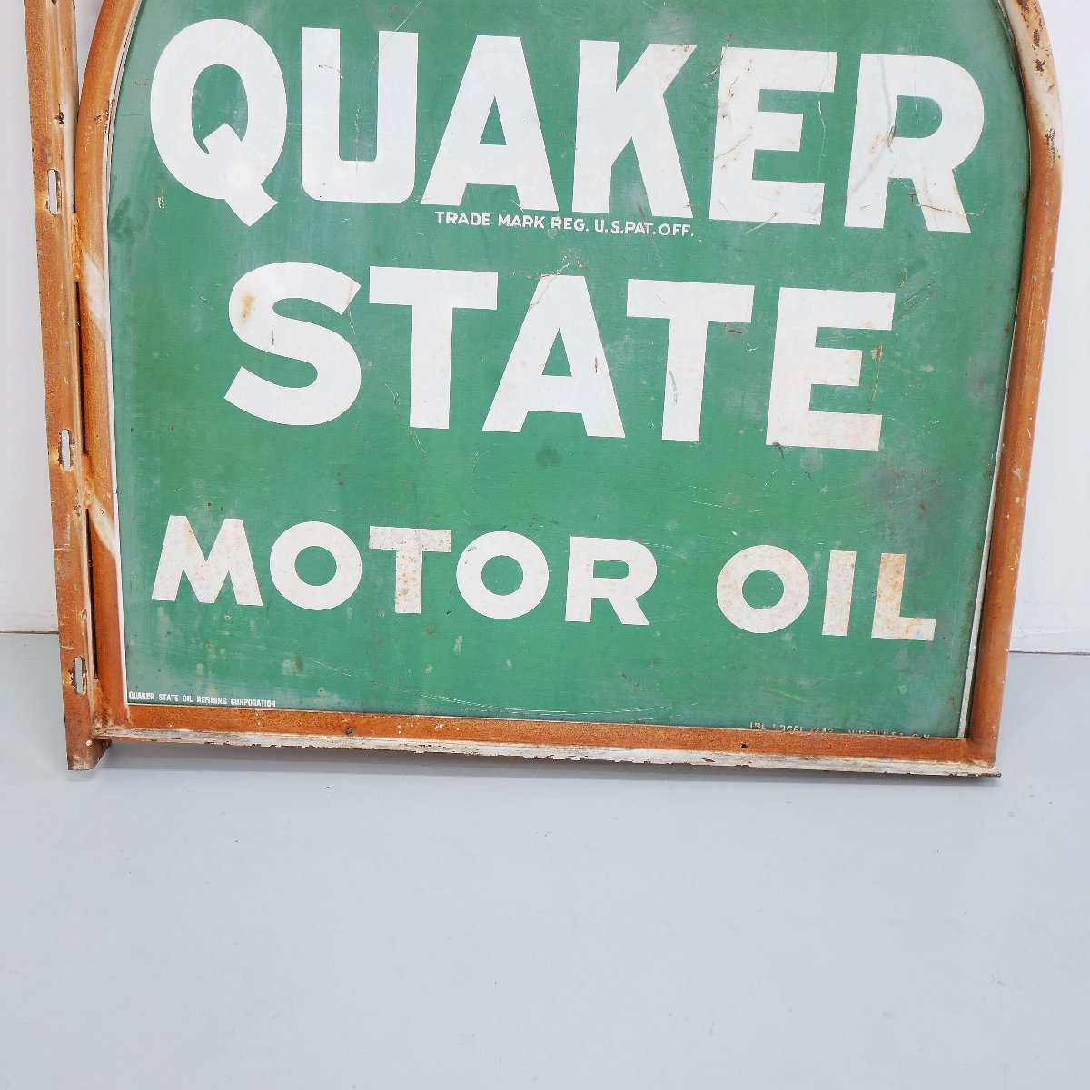 90x105センチくらいクエーカーステイト　quaker state ビンテージ　看板　ガレージ
