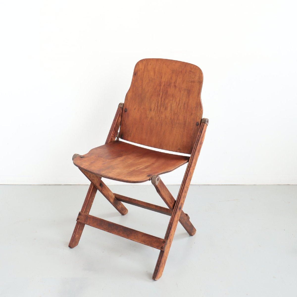 折りたたみ椅子 フォールディングチェア 木製 プライウッドチェア 古家具 1960s 木製フォールディングチェア 折り畳み椅子 古い木のイス
