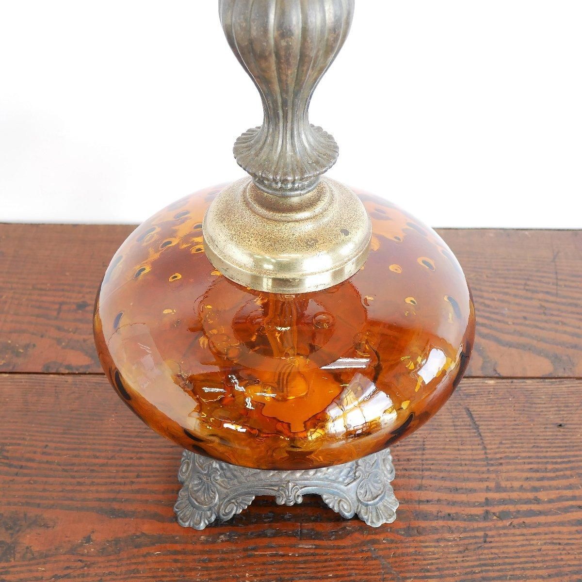 アンバーランプ　アンティークアメリカランプ ヴィンテージ アンバーガラス ペンダントランプ｜アンティーク照明