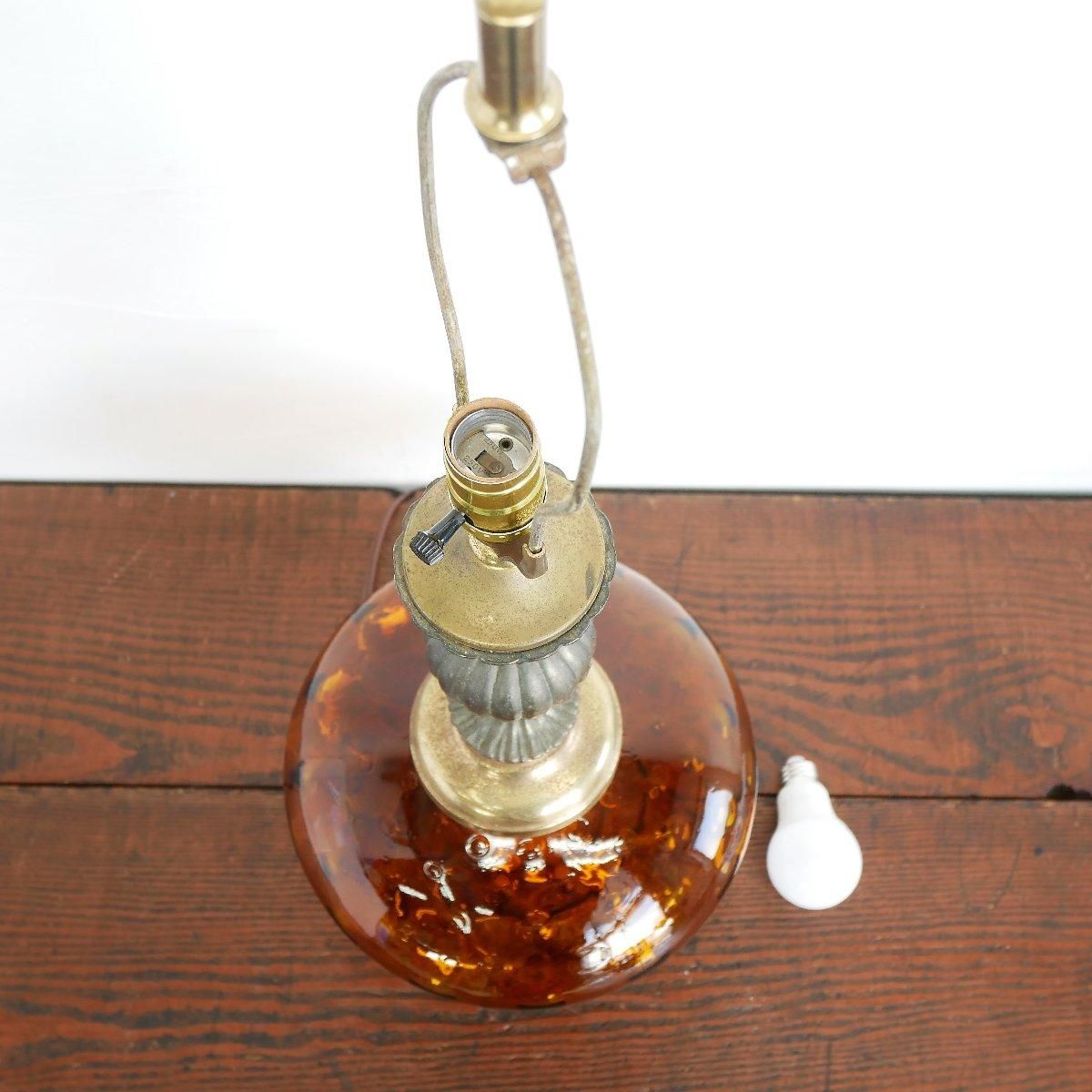ヴィンテージ アンバーガラス テーブルランプ アメリカ アンティーク
