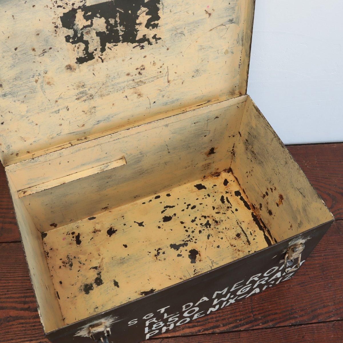 ヴィンテージ アルミトランク アメリカ ステンシル 運搬箱 収納 什器