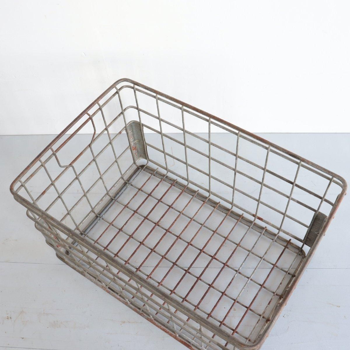 Made in USA ワイヤー　バスケット　緑　グリーン　白　古道具 VINTAGE ANTIQUE WIRE BASKET ヴィンテージ アンティーク