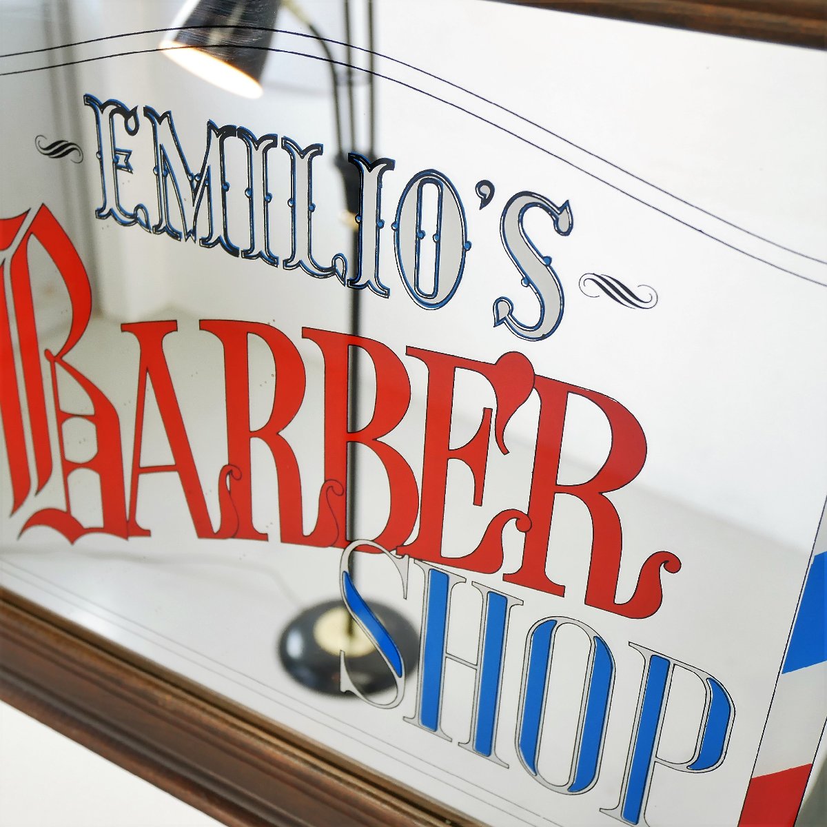 ヴィンテージ BARBER バーバーショップ パブミラー アメリカ 額装 理髪