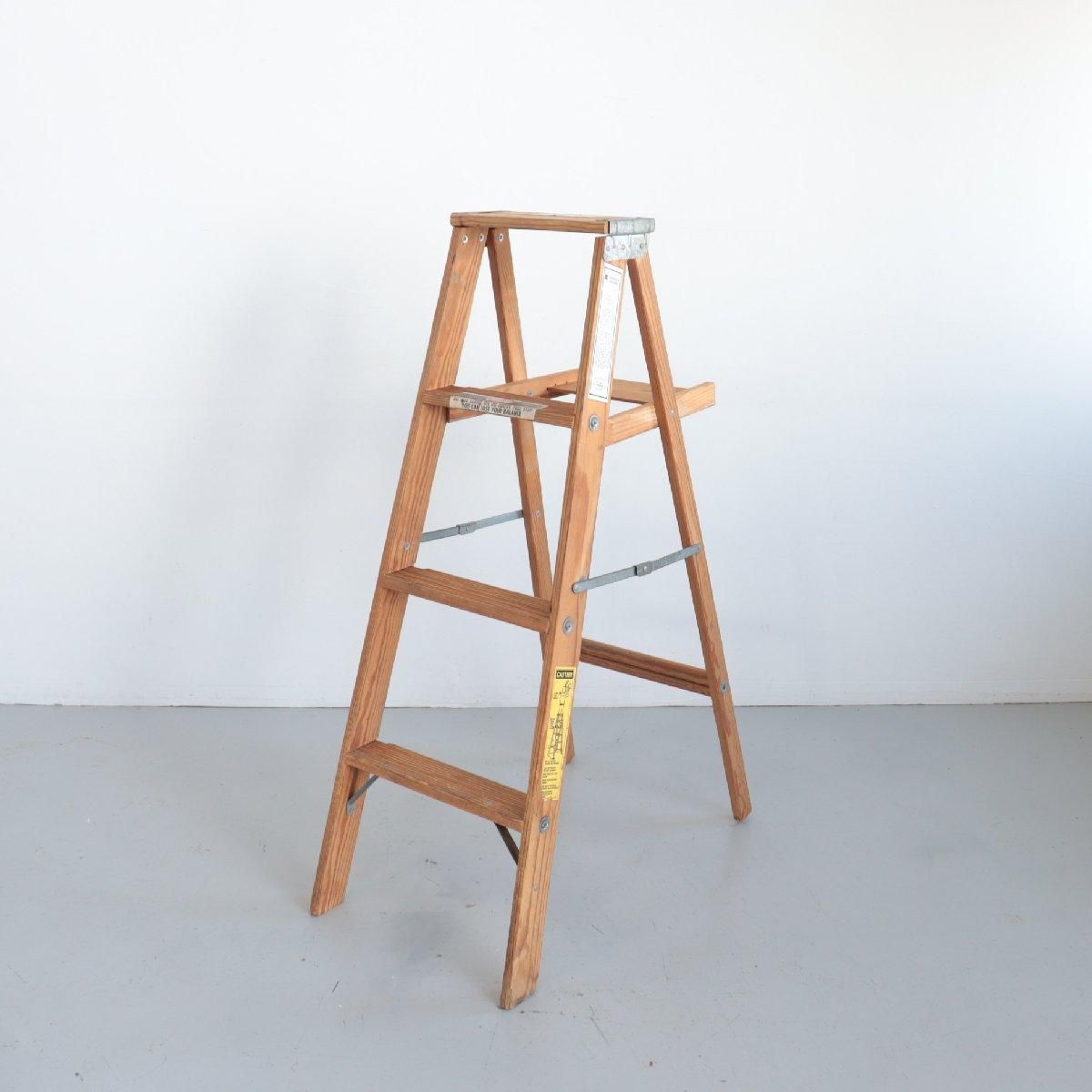 アンティーク木製ラダー脚立ディスプレイ棚 アメリカ ヴィンテージ 4段 脚立 木製ラダー ディスプレイ 店舗