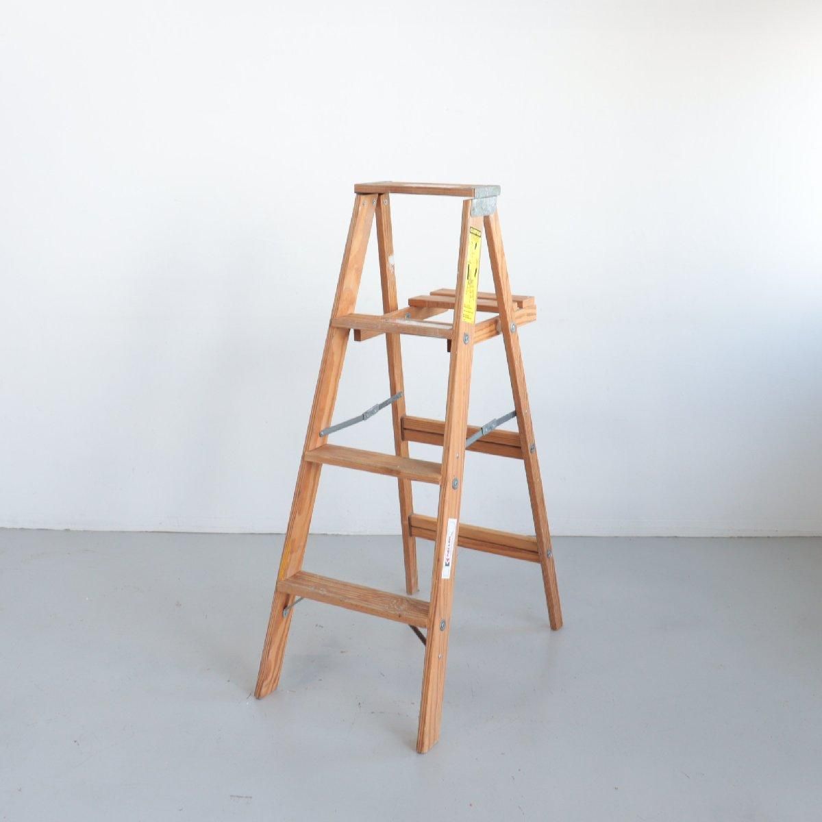 アメリカ ヴィンテージ 4段 脚立 木製ラダー ディスプレイ 店舗什器