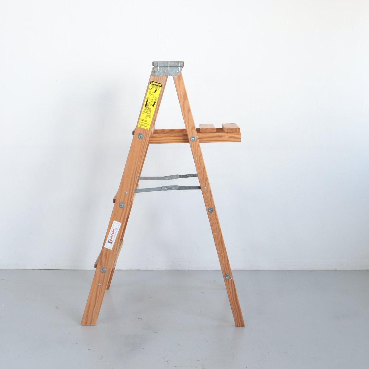 アメリカ ヴィンテージ 4段 脚立 木製ラダー ディスプレイ 店舗什器
