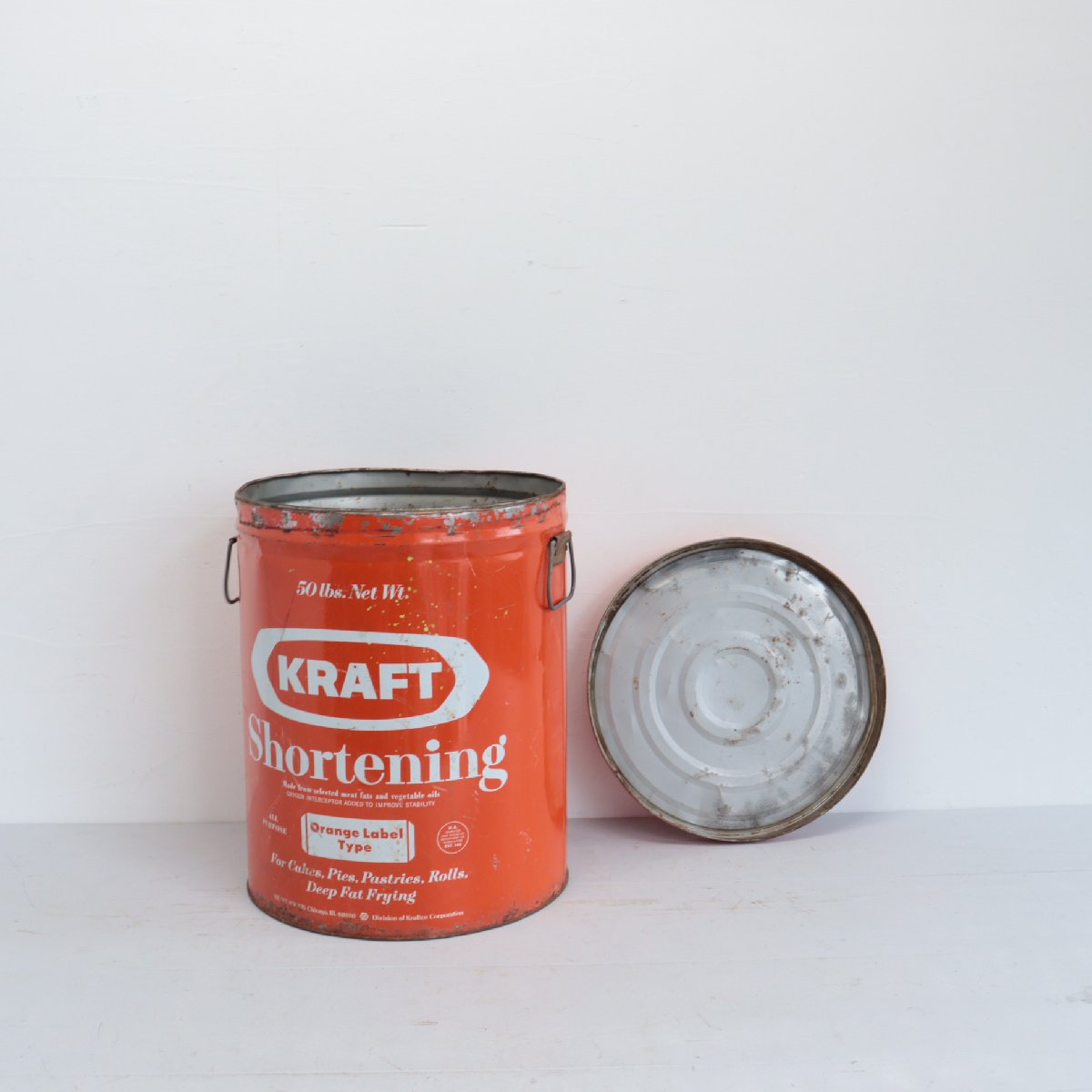 KRAFT ヴィンテージ ショートニング缶 アメリカ オイル ドラム缶 インダストリアル ガレージ 店舗 -通販-ローズボールアンティークス