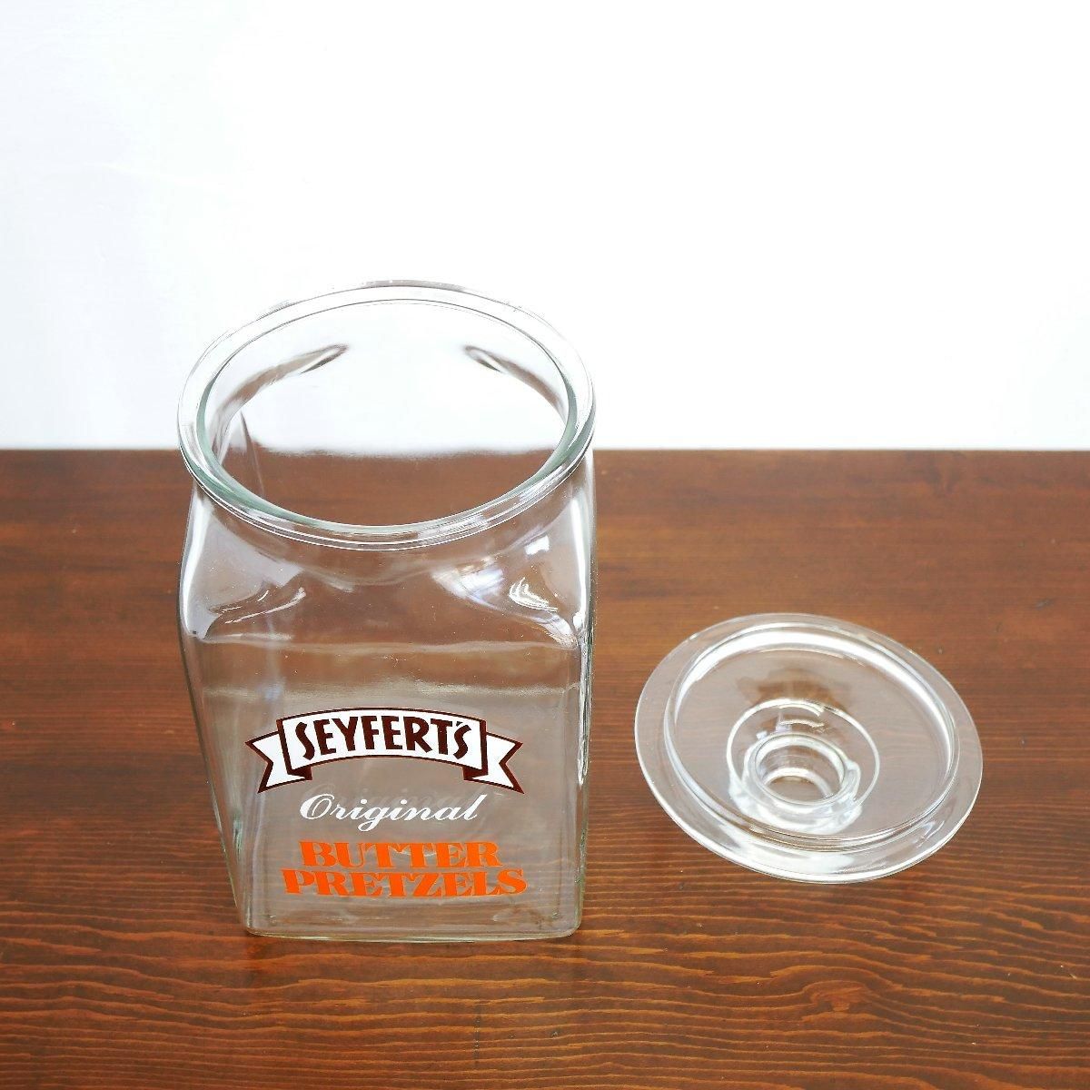 アメリカ ヴィンテージ SEYFERT'S バタープレッツェル 保存瓶 ふた付