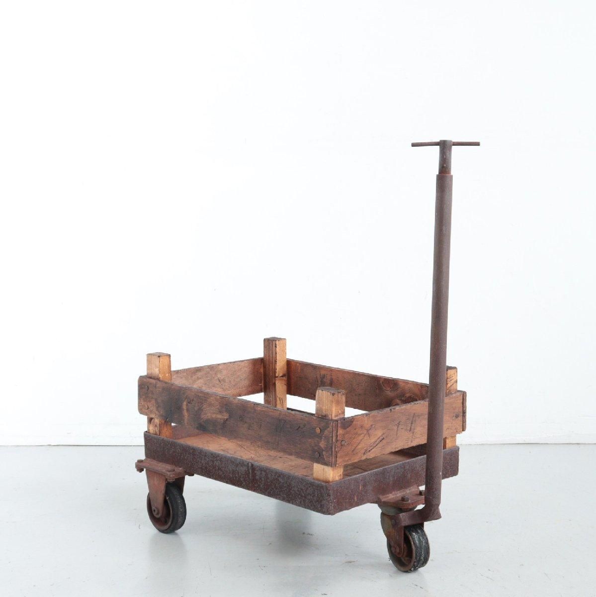 1970'sヴィンテージ無垢材フレームウッドメタルキャリーワゴン