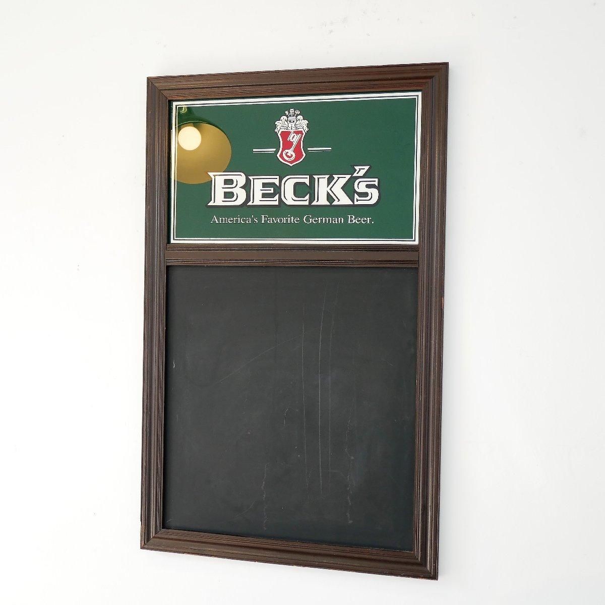 【限定品】 ヴィンテージ BECK'S -通販-ローズボール 黒板付パブミラー 看板