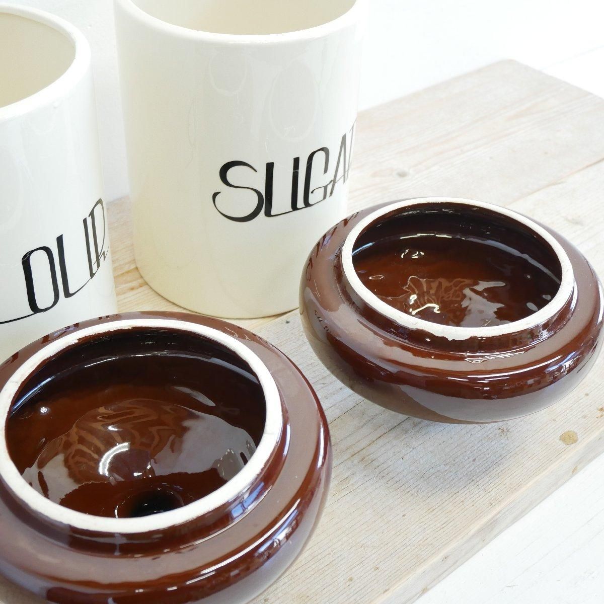 1960's アンティーク キャニスター 陶器製 2個 カフェ 1960's アンティーク キャニスター 陶器製 2個 カフェ