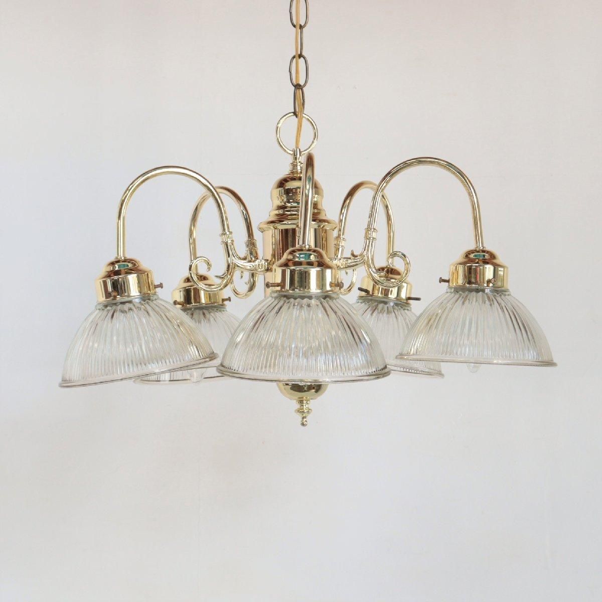 アンティーク　ガラスシャンデリア 5灯 アンティーク シャンデリア ヴィンテージ 5灯 クリアガラス