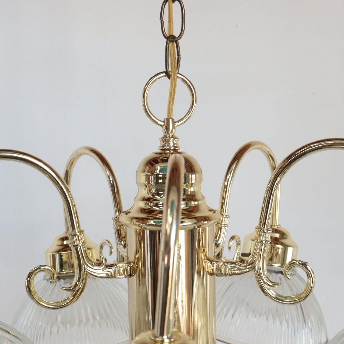 アンティーク シャンデリア ヴィンテージ 5灯 クリアガラス カット