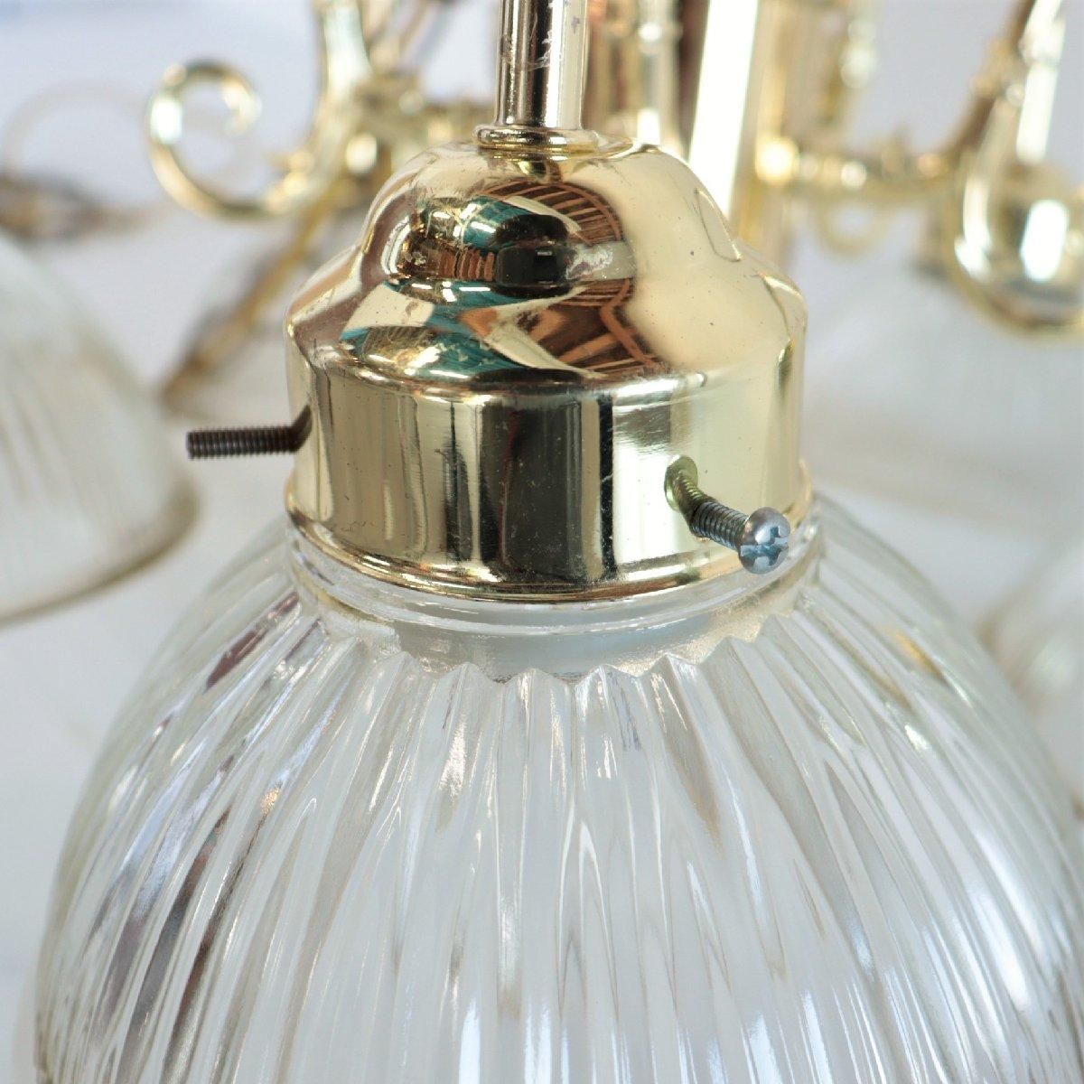 アンティーク シャンデリア ヴィンテージ 5灯 クリアガラス カット