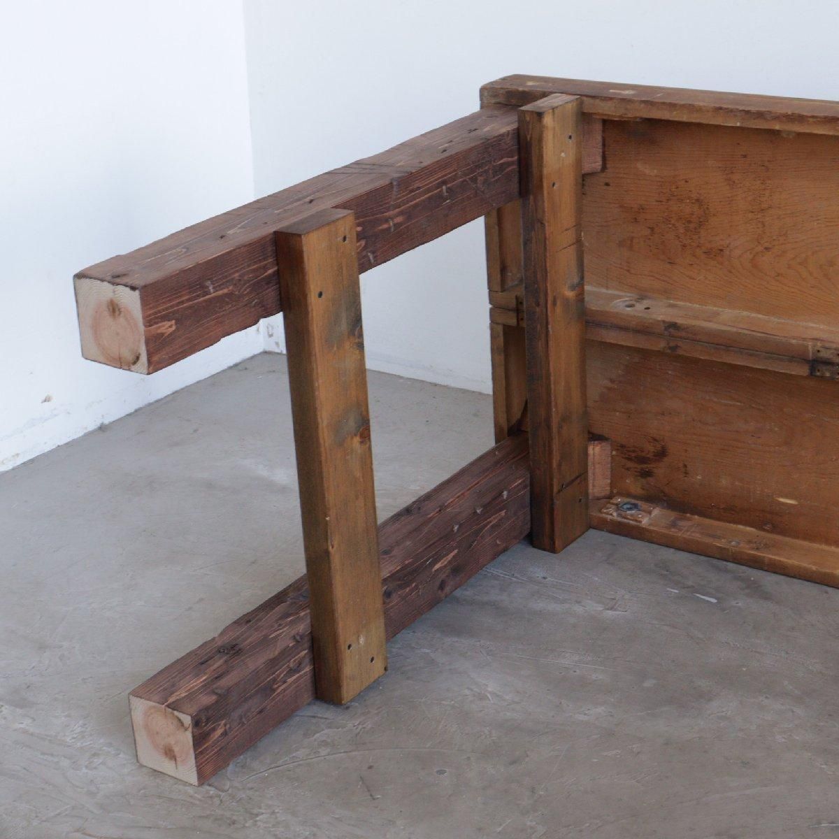 古い　木製　大きな机　昔　広い　作業 木製 デスク テーブル 机 作業台 ヴィンテージ アメリカ