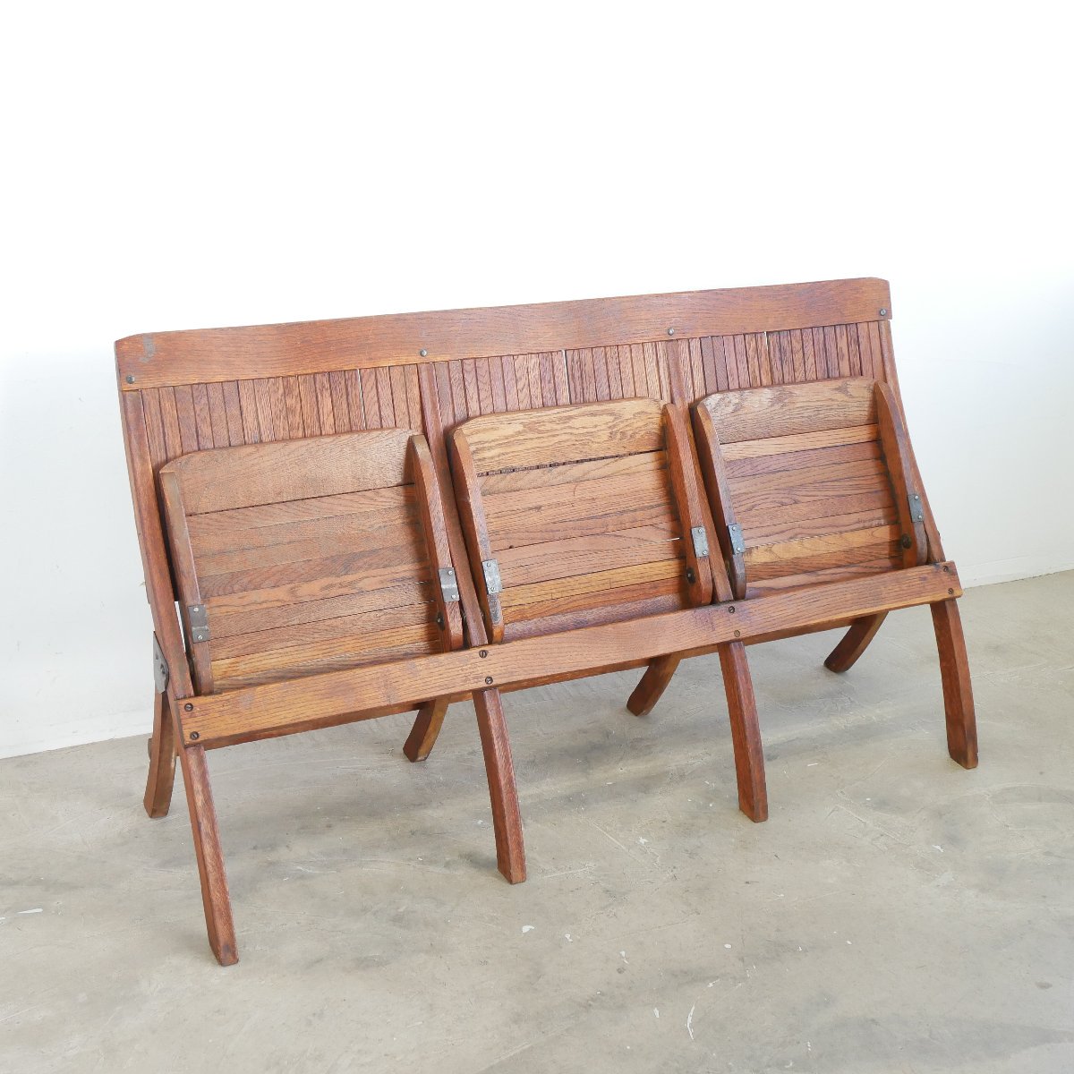 ベンチ アンティーク 3シーター アメリカ 木製 折りたたみ椅子 