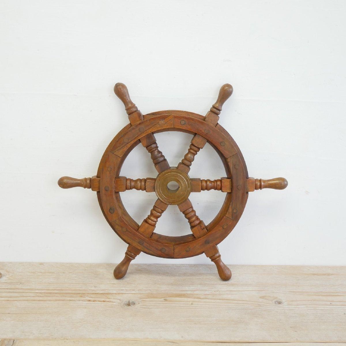 ヴィンテージ☆ 船舶 木製ハンドル 舵取り 車輪 舵 操縦 アンティーク