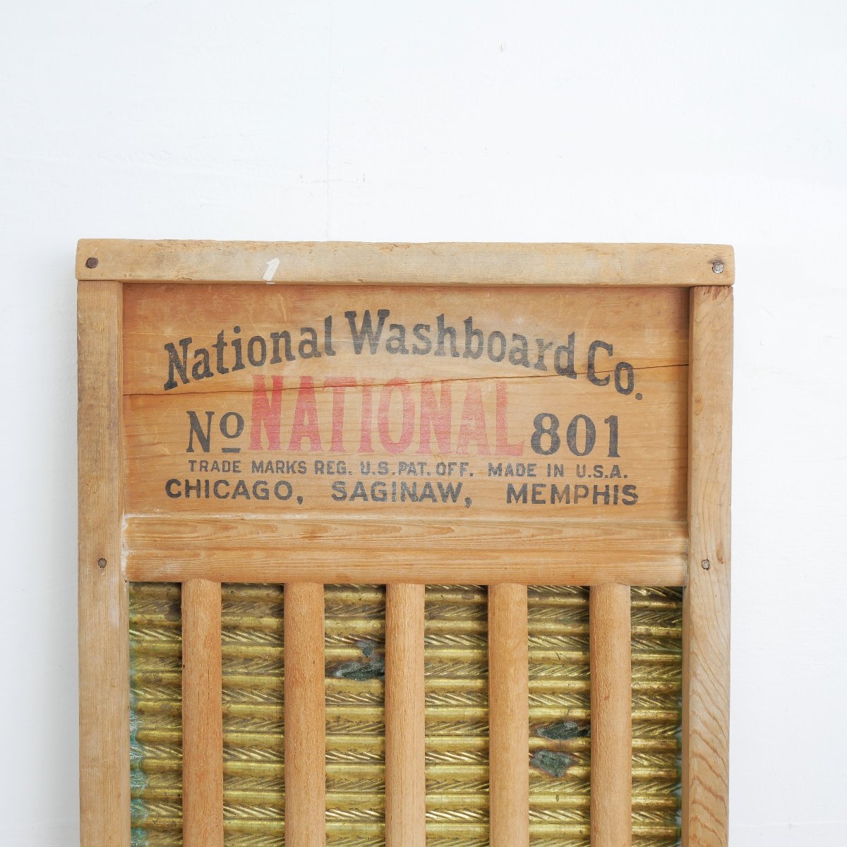 お取引 アンティーク 木製 洗濯板 ディスプレイ National Washboard