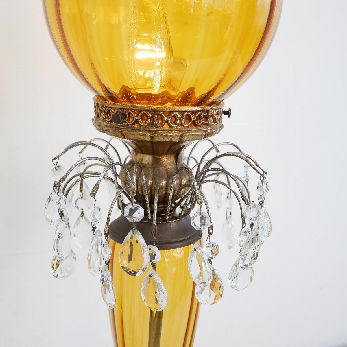 アンバーガラス製 テーブルランプ 照明 -通販-ローズボールアンティークス