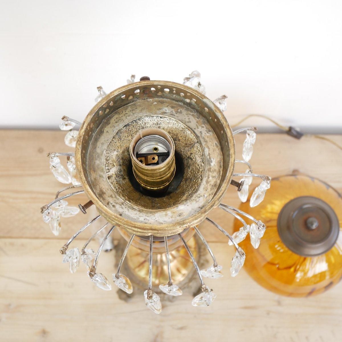 アンバーガラス製 テーブルランプ 照明 -通販-ローズボールアンティークス