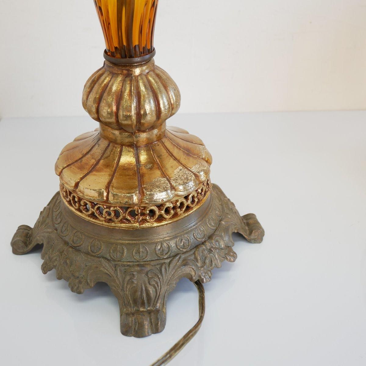 アンバーガラス製 テーブルランプ 照明 -通販-ローズボールアンティークス