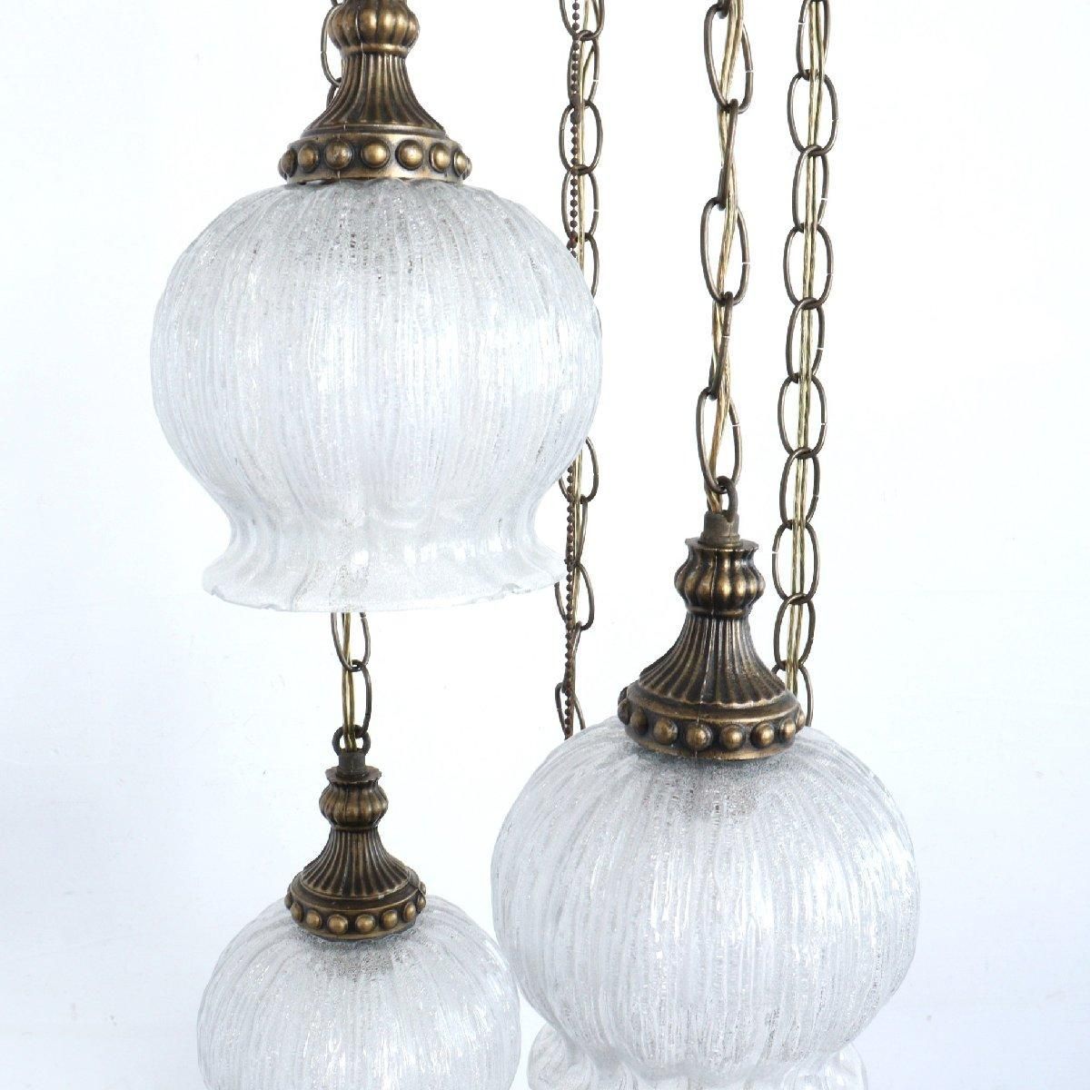 アメリカ ヴィンテージ 5灯 カラーガラス ペンダントランプ USA