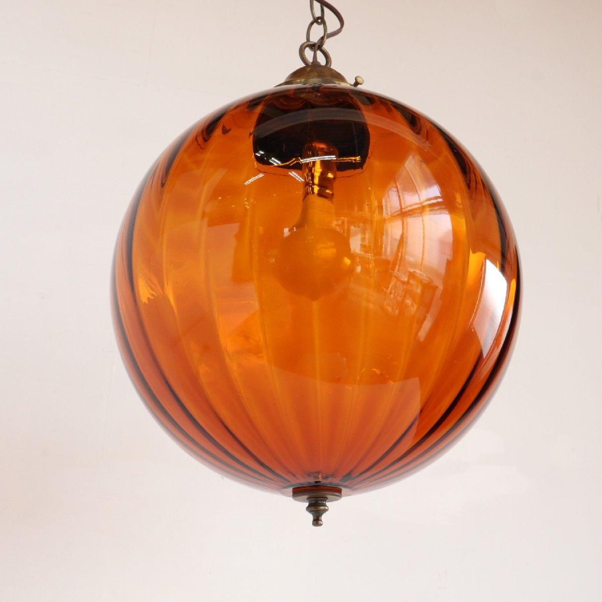 ヴィンテージ アンバーガラス ペンダントライト アメリカ