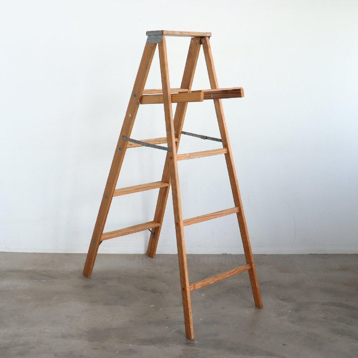 ヴィンテージ 5段 脚立 アメリカ 木製ラダー stepladder ディスプレイ