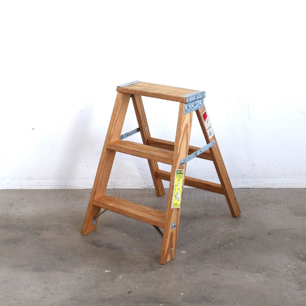 【値下げ】ビンテージ 脚立 アメリカン雑貨 ヴィンテージ 3段 脚立 アメリカ 木製ラダー stepladder ディスプレイ