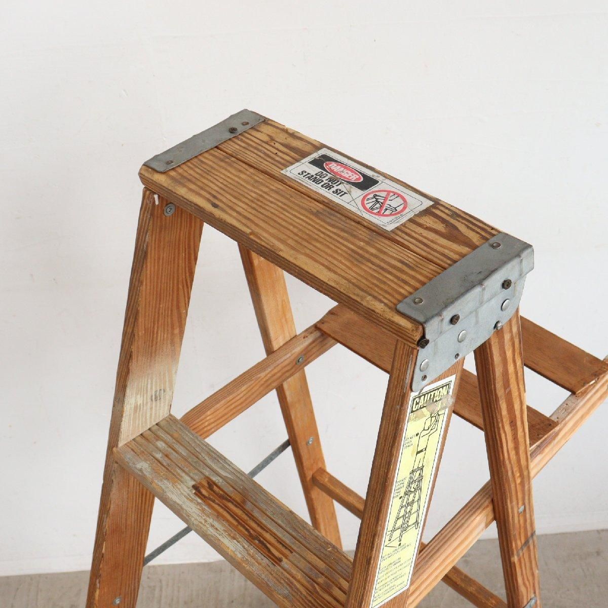 ヴィンテージ 4段 脚立 アメリカ 木製ラダー stepladder