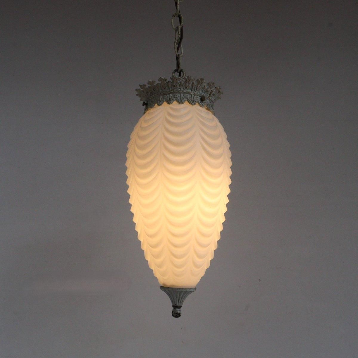 ヴィンテージ アンティーク ペンダントランプ ミルクガラス アンティーク ミルクガラスペンダントランプ｜アンティーク照明