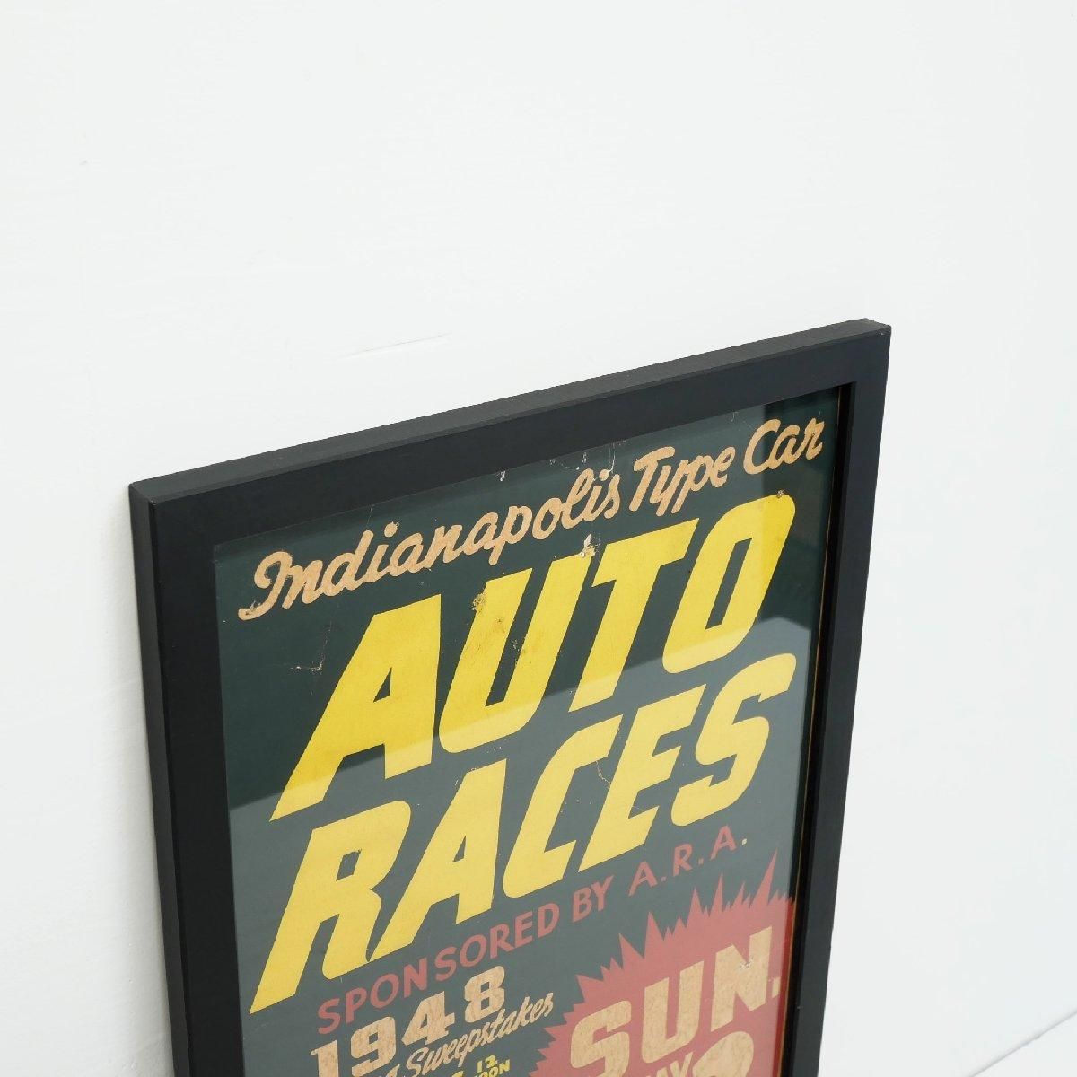 1948年 AUTO RACES ポスター額装 アメリカ カリフォルニア州