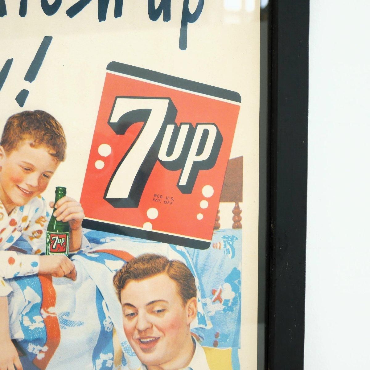 1940's 7up 広告 額装 アメリカ セブンアップ 木製フレーム