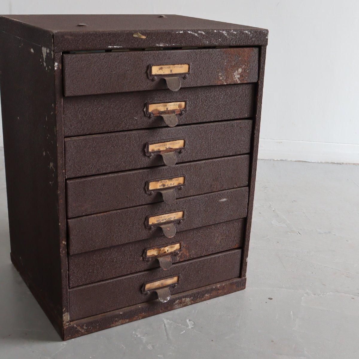 262】レトロ 木製 7引き出し 箪笥 ヴィンテージ パーツキャビネット